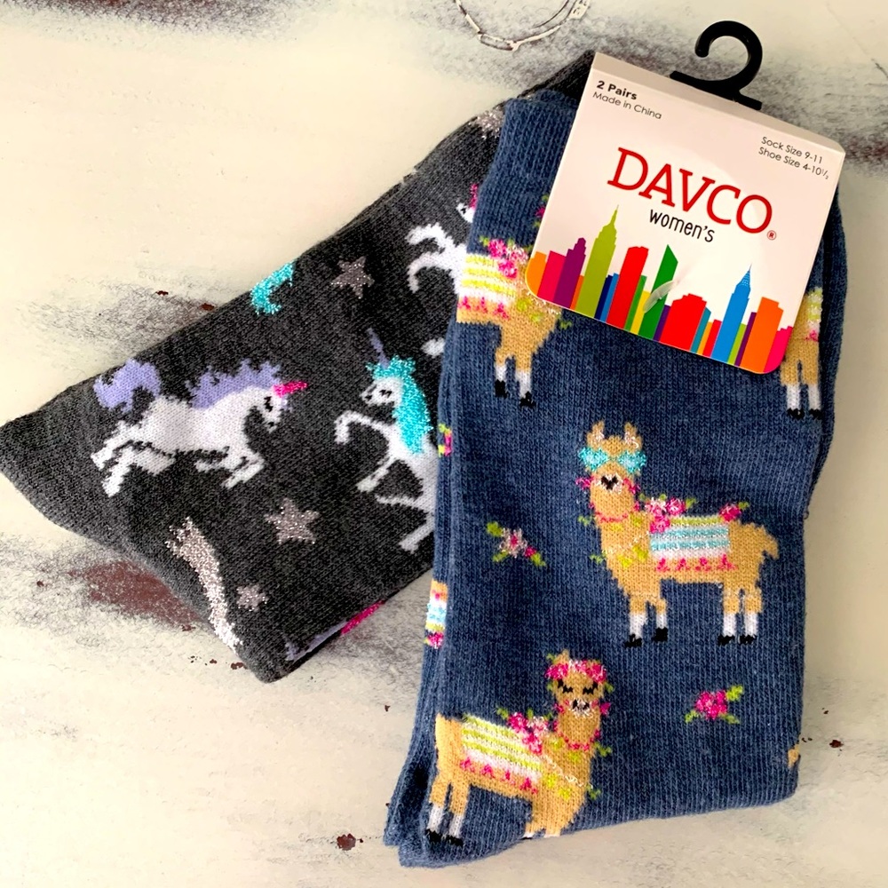 Unicorn and llama crew socks!